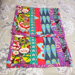 Pair of Boho Colorful Quilted Cotton Patchwork King Pillow Shams
